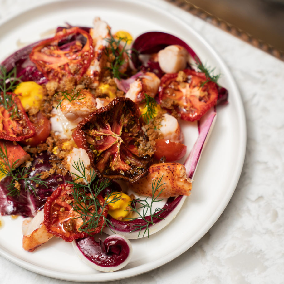 LOBSTER SALAD WITH CONFIT TOMATO, FENNEL AND SAFFRON AIOLI
