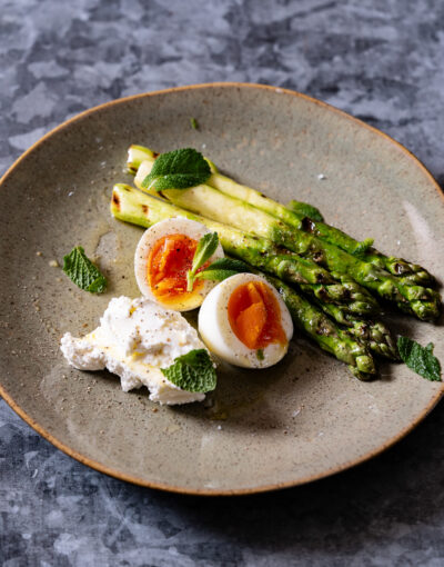 DISH WITH TISH: GRILLED ASPARAGUS WITH EGG, GOATS CURD AND SHERRY VINEGAR