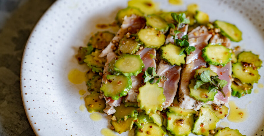DISH WITH TISH: GRILLED TUNA, CORIANDER SEEDS, LEMON & COURGETTES