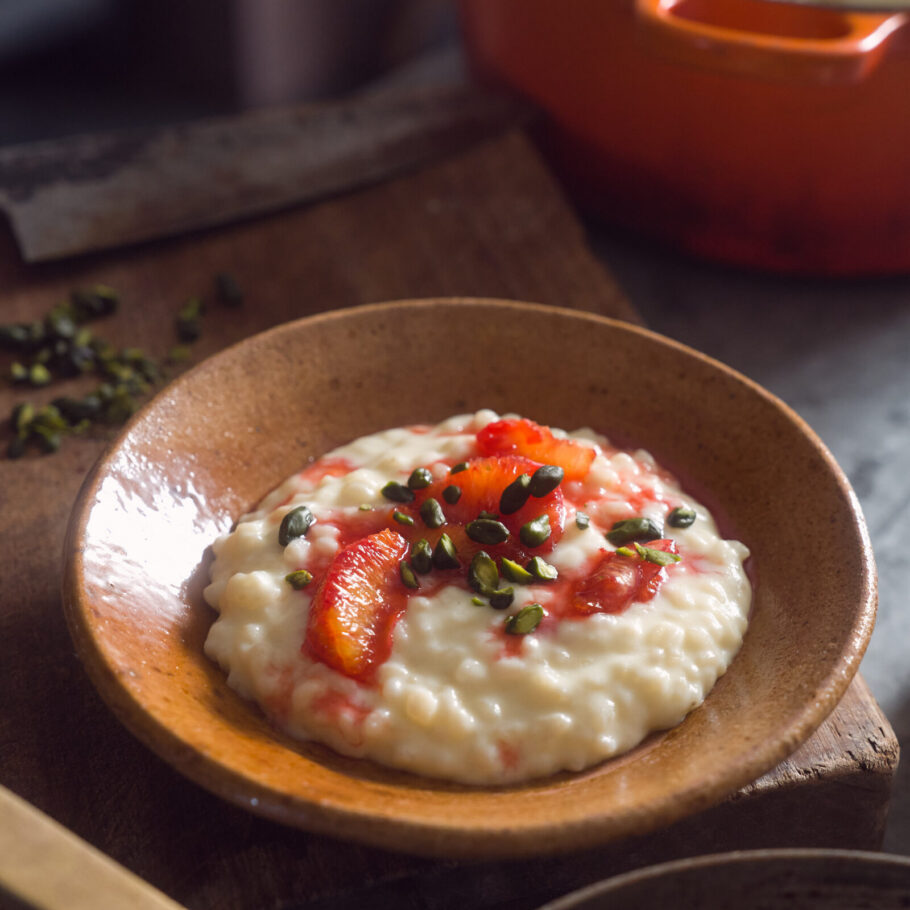 DISH WITH TISH: CARDAMOM RICE PUDDING WITH BLOOD ORANGES & PISTACHIOS